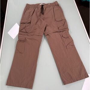 Pacsun Zip off Pants Men's XL Brown Convertable Cargo DrawString Casual